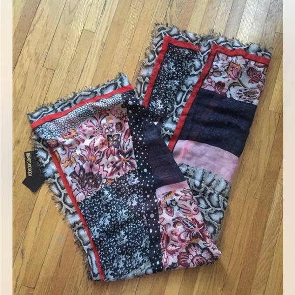 Authentic ROBERTO CAVALLI Shawl Wrap Scarf Cashmere Blend Multicolored 140x140 - Picture 2 of 5